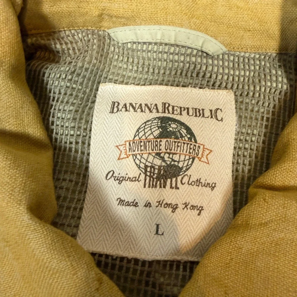 Vintage Banana Republic Adventure Outfitters Safari Travel Jacket Mens Large Tan